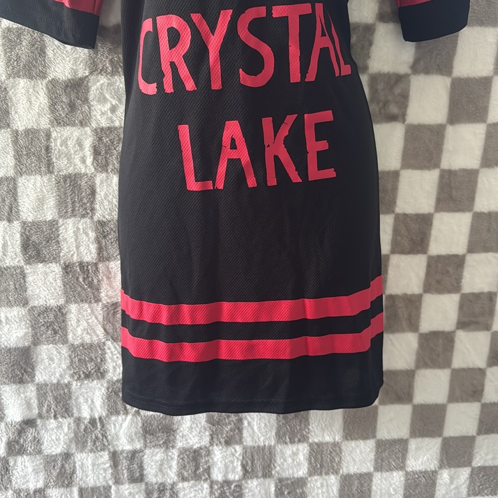 Friday the 13 Adult Jason Hockey V Neck Maxi Short Sleeve Dress Size L/Large - Picture 4 of 9